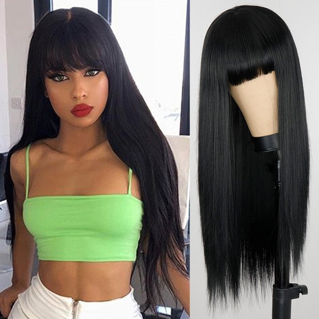 Heat Resistant Wig with Bangs