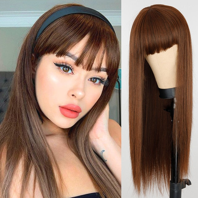 Heat Resistant Wig with Bangs