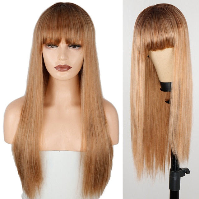 Heat Resistant Wig with Bangs