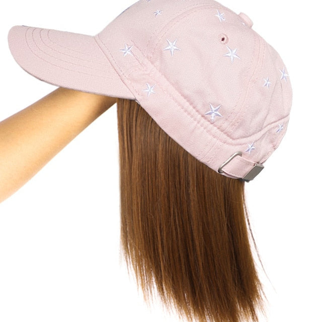 Short 8" Female Bob Baseball Cap Hair Synthetic Wig Heat Resistant
