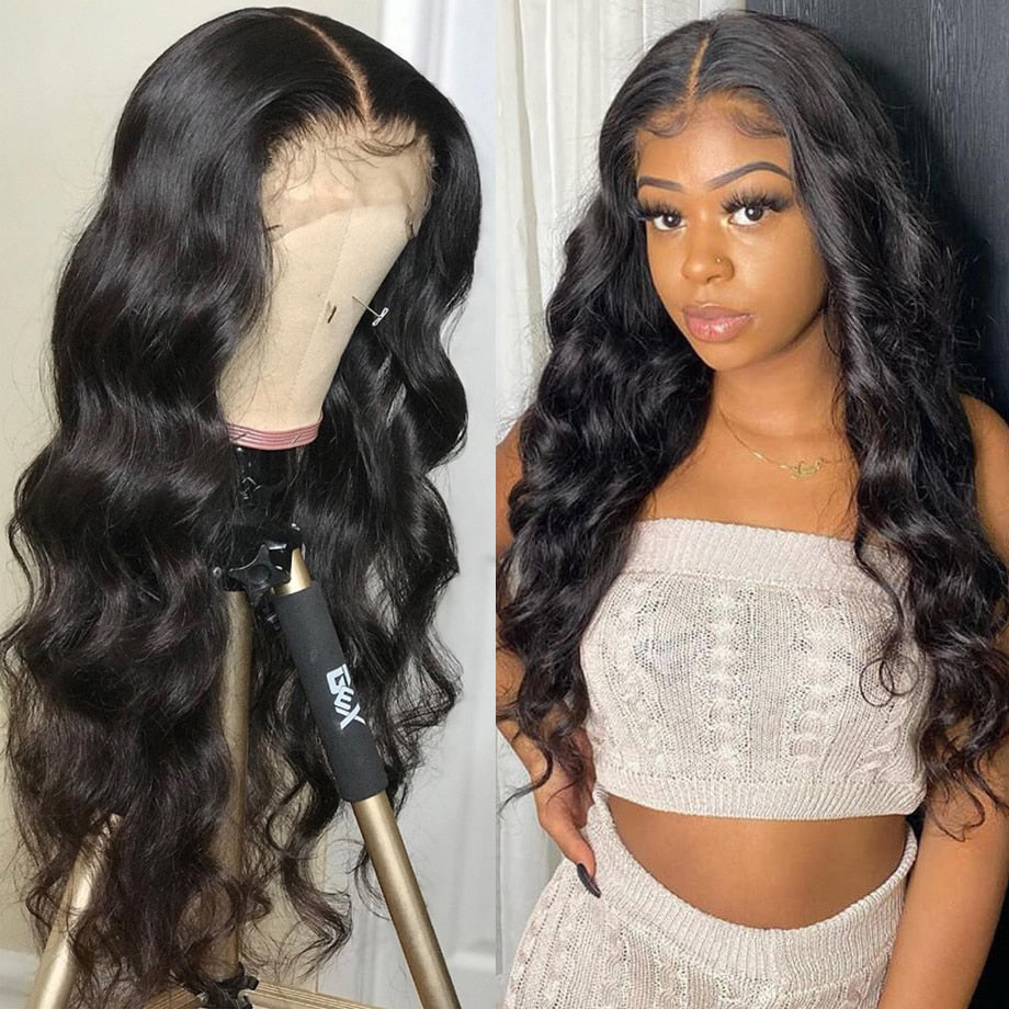 Body Wave 4x4 Lace Closure Pre Plucked Glueless Human Hair 150% & 180% Density Wigs