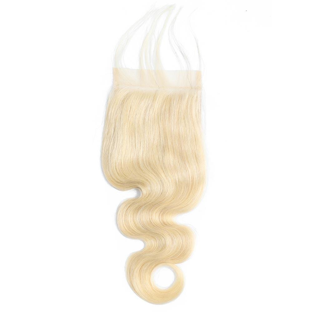 Brazilian Body Wave Hair Lace Closure With Baby Hair Hand Tied 613 Blonde Lace Closure Remy Hair Extension