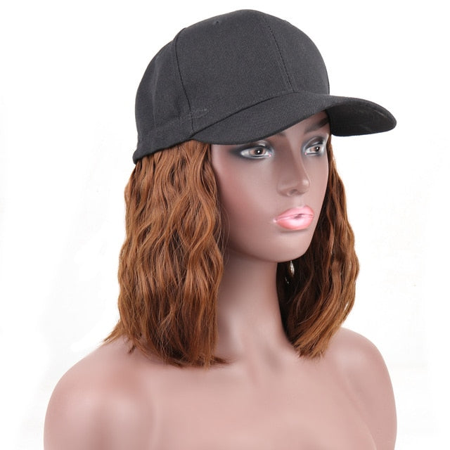 Short 8" Female Bob Baseball Cap Hair Synthetic Wig Heat Resistant