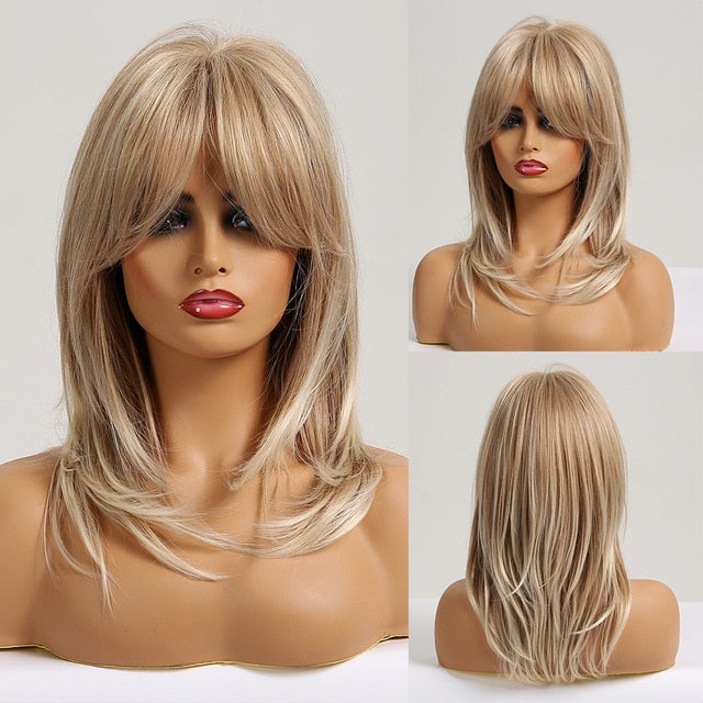 Synthetic Layered with Bangs Heat Resistant