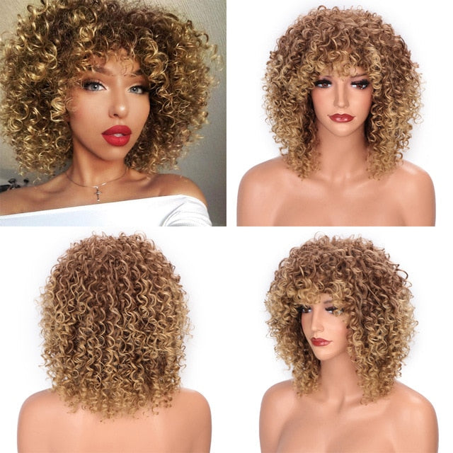 14 inches Curly Synthetic Wig With Bangs