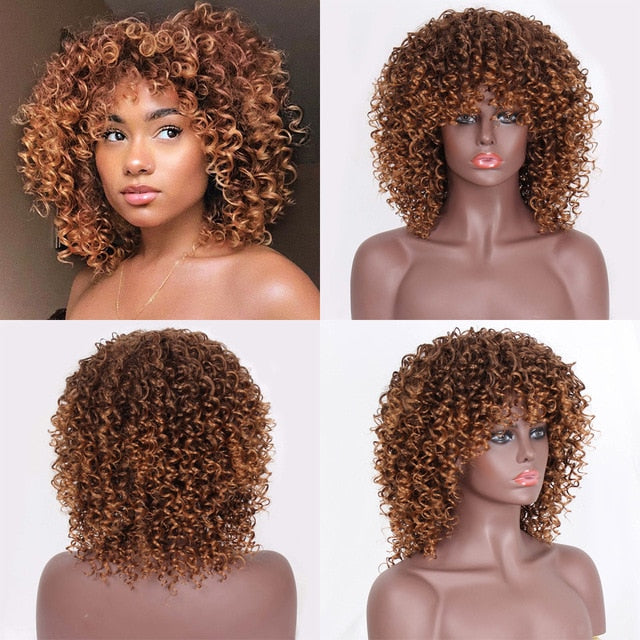 14 inches Curly Synthetic Wig With Bangs
