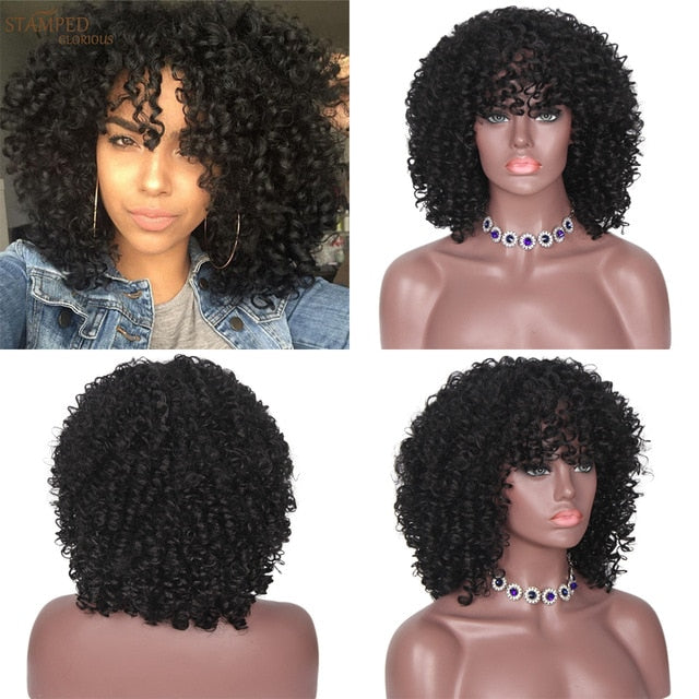 14 inches Curly Synthetic Wig With Bangs