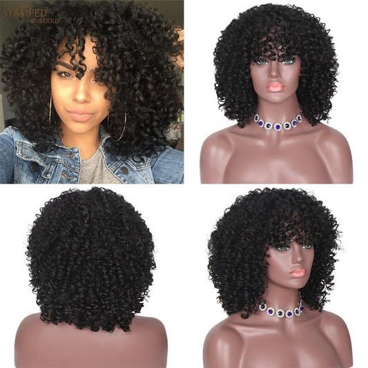 14 inches Curly Synthetic Wig With Bangs