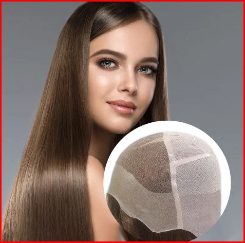 Brown Hand Tied Soft Silicone 100% Virgin Raw Human Hair 18" Medical Wig - Custom By Request