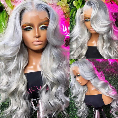 Silver Platinum 13x4 Lace Body Wave Human Hair Wig